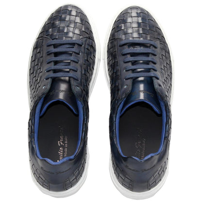 Tropea Navy Calf-Skin Basket Weave | Emilio Franco Casual Dress Shoes for Men