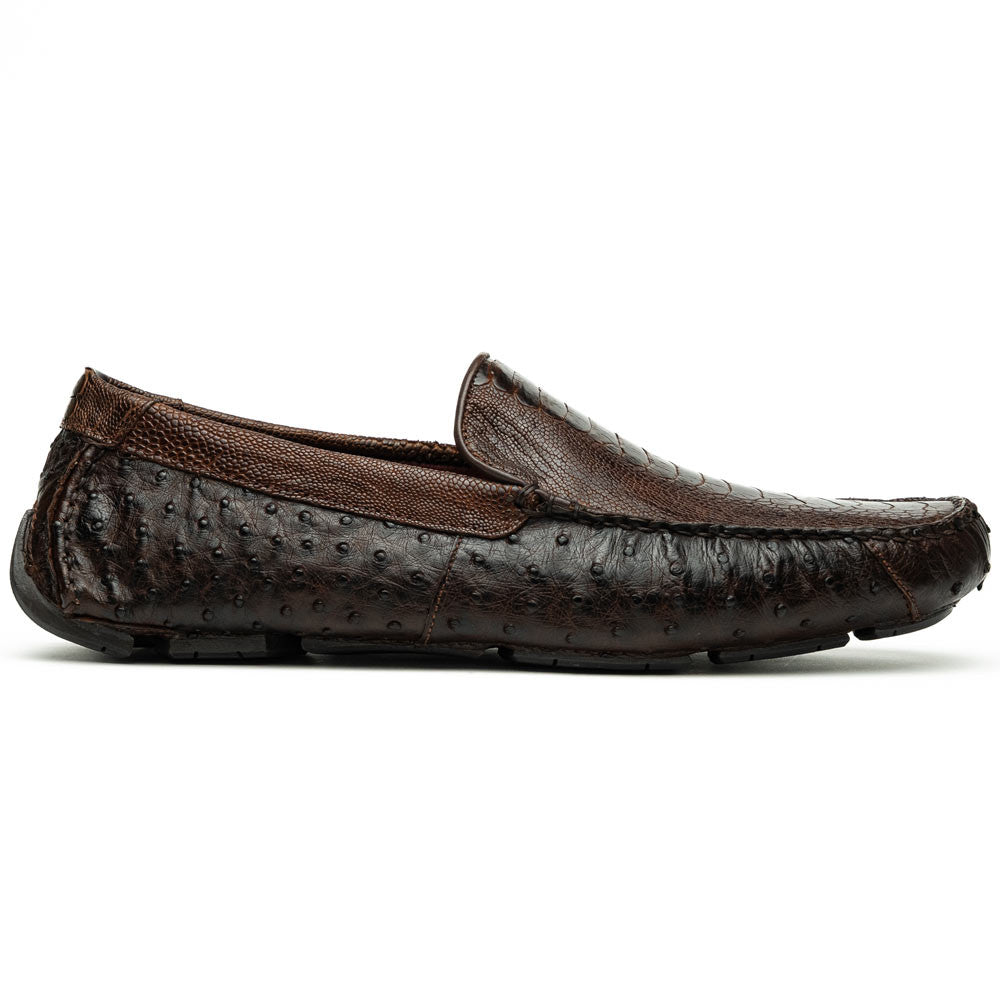 Alba Men’s Kango Tabac Genuine Ostrich Leg Driving Shoes | Marco Di Milano