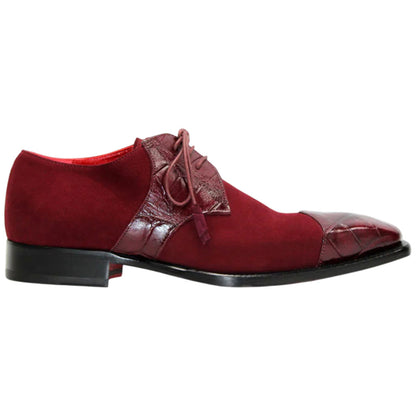 Fennix Landon Men's Burgundy Alligator & Suede Oxfords Shoes