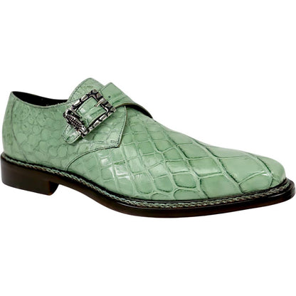 Mauri Shadow Men's Light Leaf Exotic Alligator Single Monk-Strap Shoes