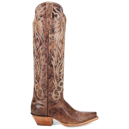 Dan Post Rustic Ridge Brown Leather Zipper Snip Toe Western Cowgirl Boots