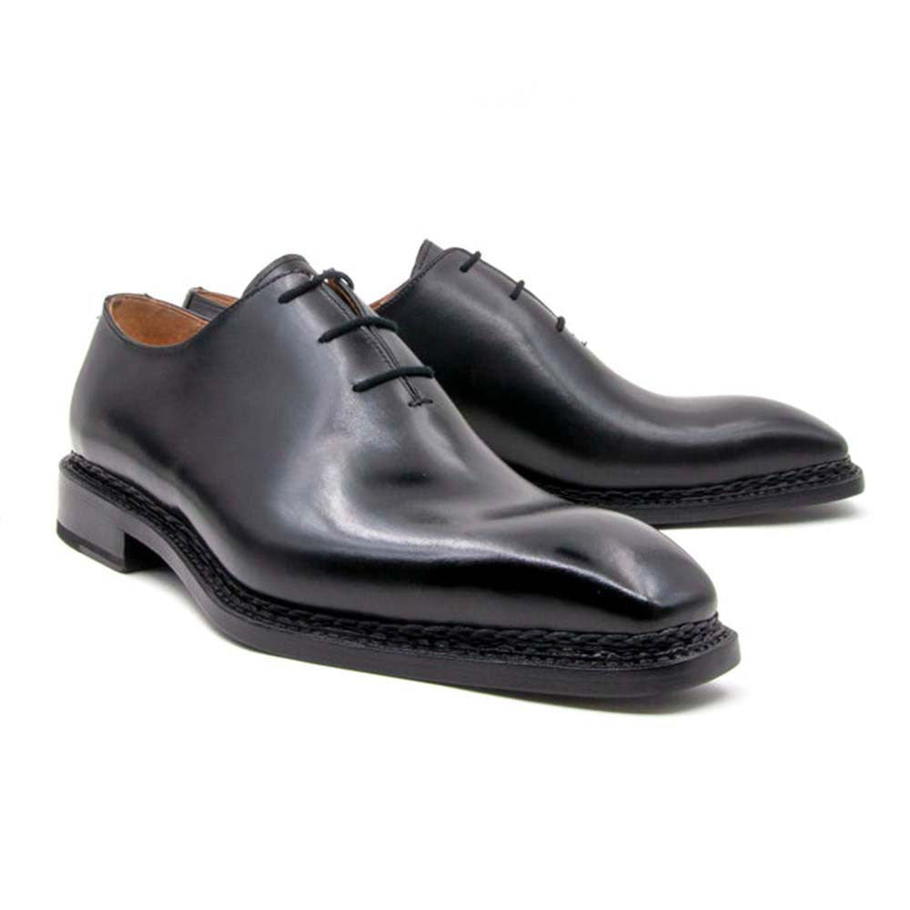 UGo Vasare Contemporary Hand-Crafted Jason Sr. Black Laceup Shoes