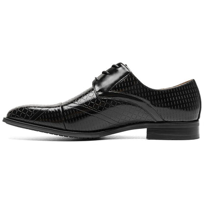 Stacy Adams Men’s Black Textured Leather Cap Toe Oxfords Hobson