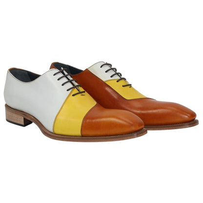 DUCA Spoleto II Men's Yellow Combo Italian Calfskin Spectator Oxford Shoes