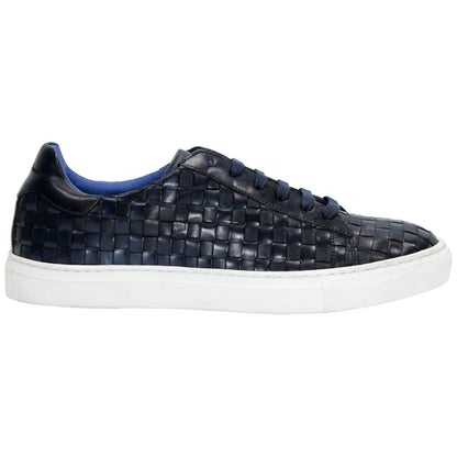Tropea Navy Calf-Skin Basket Weave | Emilio Franco Casual Dress Shoes for Men