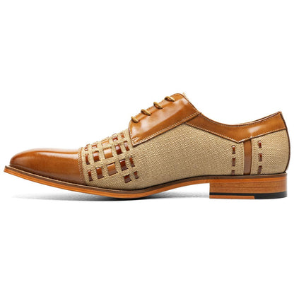 Stacy Adams Men’s Halstead Tan Multi Woven Cut Cap Toe Oxfords