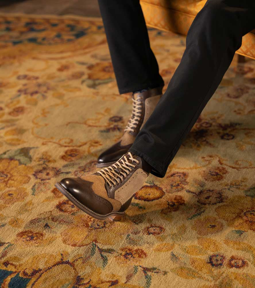 Stacy Adams Finnegan Wingtip Lace-Up Boot - Brown Tumbled