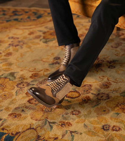 Stacy Adams Finnegan Wingtip Lace-Up Boot - Brown Tumbled