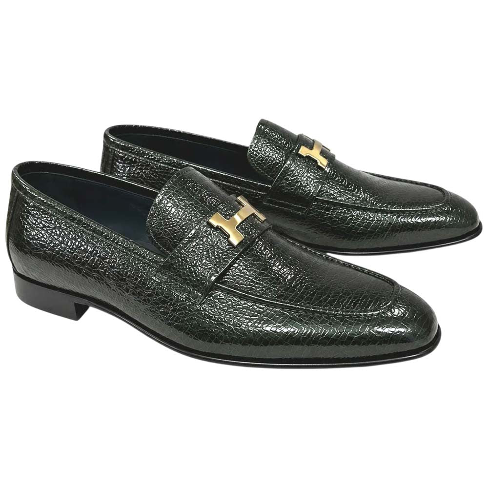 Corrente Men's Vita Calf Skin H-Buckle Loafer - Green