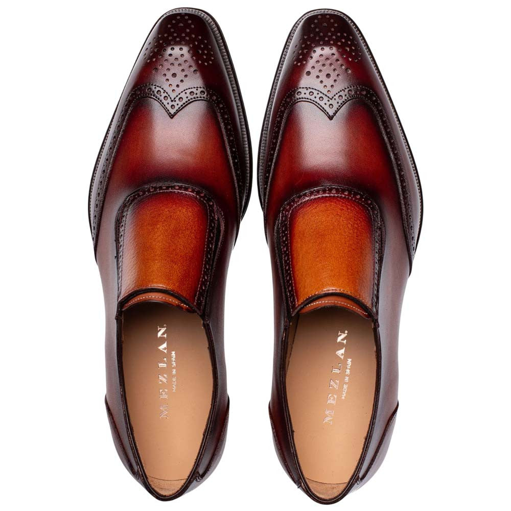 Mezlan Liberty Wing Tip Medallion Men's Cognac/Rust Slip-On