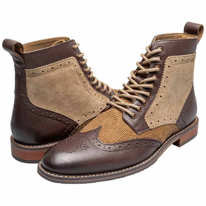 Stacy Adams Finnegan Wingtip Lace-Up Boot - Brown Tumbled