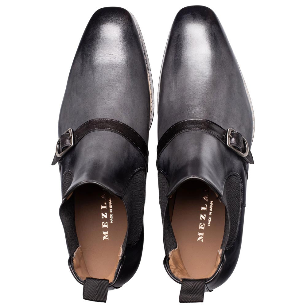 Mezlan Alpine Men's Dark Grey Monk-Strap Chelsea Boot