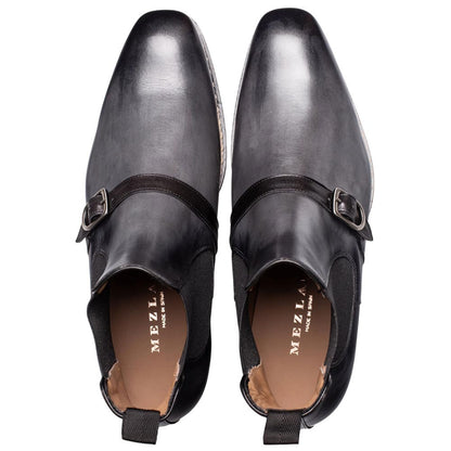 Mezlan Alpine Men's Dark Grey Monk-Strap Chelsea Boot