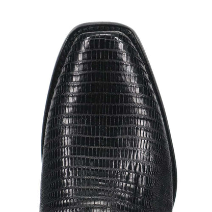 Dan Post Ringold Lizard Skin Antique Black 13" Cowboy Heel Boots (USA Men Size)