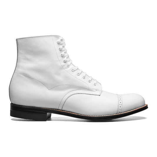 Stacy Adams Madison White Leather Cap Toe Boots