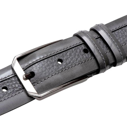 Mezlan Men's Hi-Shine Cordovan & Deerskin Belt in Grey