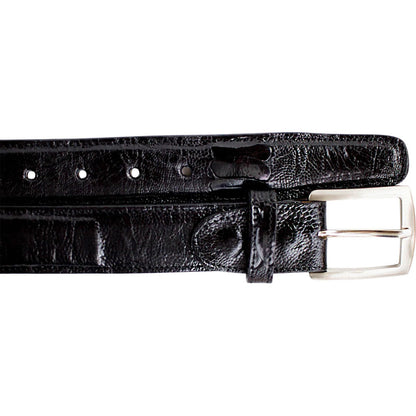 Belvedere Men's Black Ostrich Leg Belt