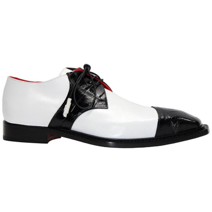 Fennix of Italy Genuine Alligator Skin LANDON 2 Black/White Shoes (US Men Size)