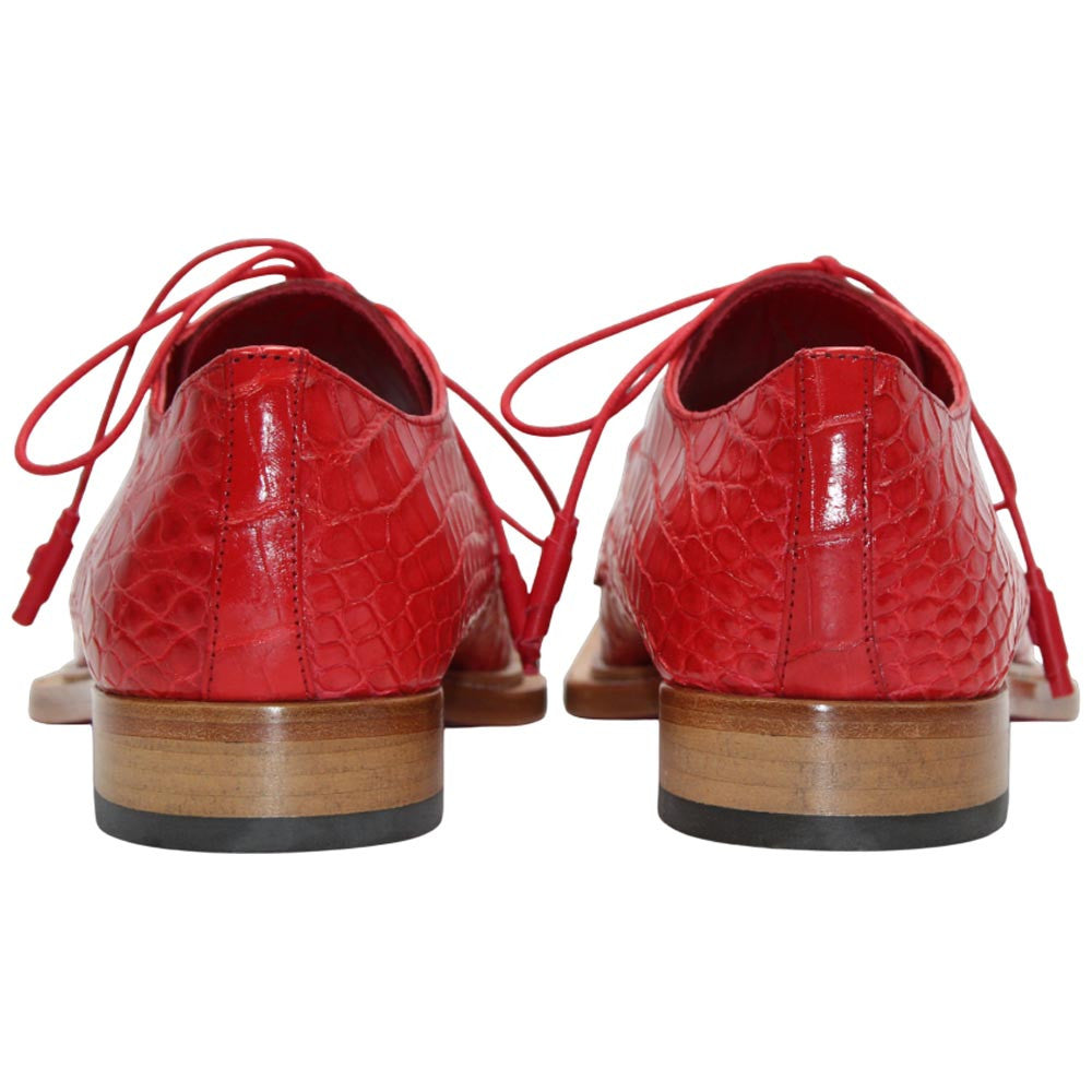 Fennix of Italy Genuine Alligator Skin ROWAN Red Trendy Derby Shoe (US Men Size)