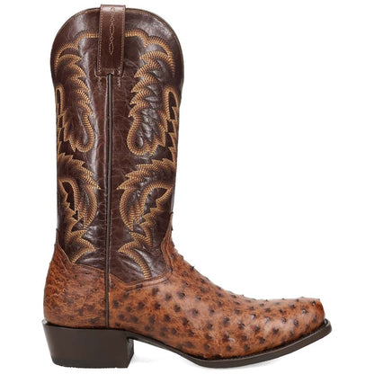 Dan Post Marco Brass Full Quill Ostrich Square Toe Western Cowboy Boots