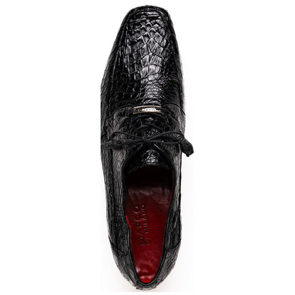 Leonardo Men’s Genuine Caiman Crocodile Dress Derby | Marco Di Milano Exotic Shoes in Black
