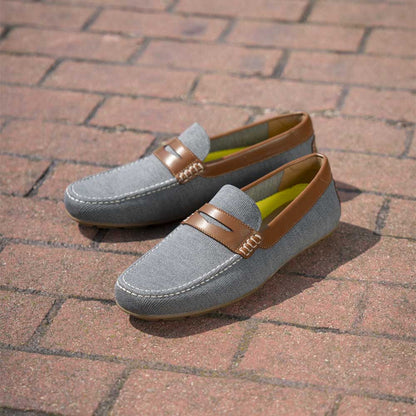 Florsheim Motor Gray Multi Knit Moc Toe Penny Driver Men's Shoes