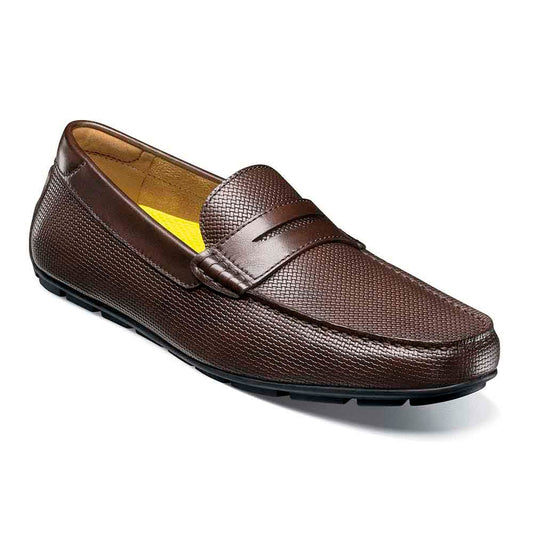 Florsheim Brown Print Leather Weaved Moc Toe Penny Driver