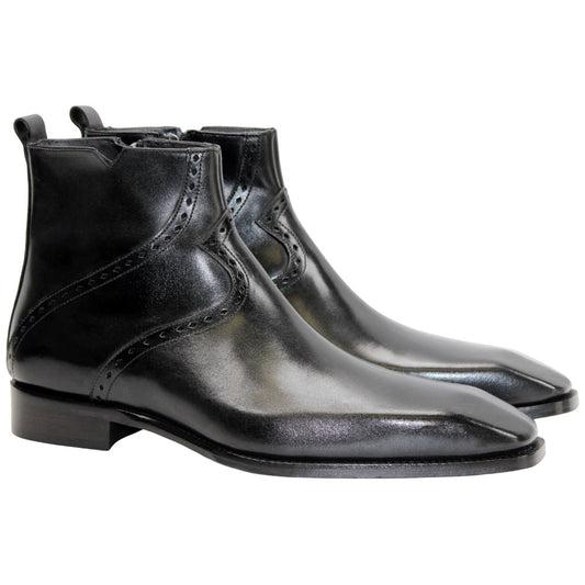Duca Pedaso Men's Black Calf-Skin Leather Boots