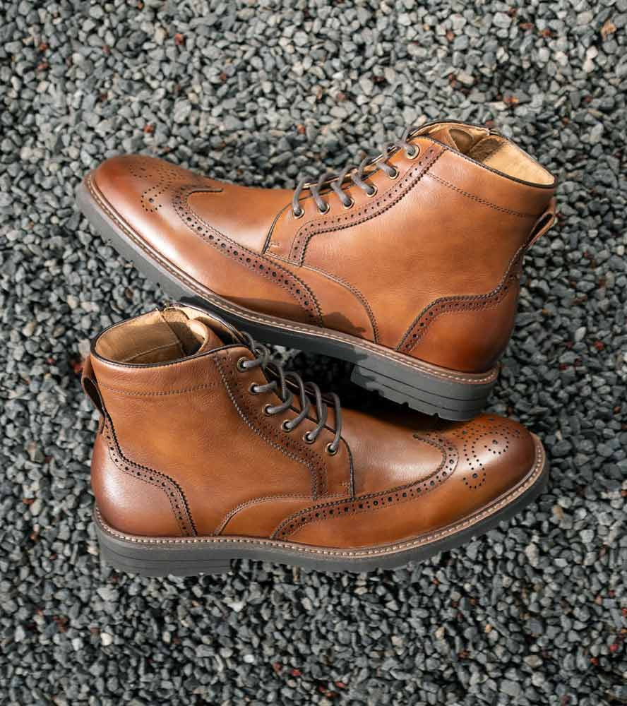 Florsheim Redford Cognac Men's Wingtip Lace Up Boot