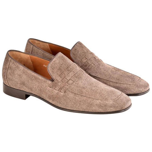 Corrente Men's Denim Leather Loafer - Brown