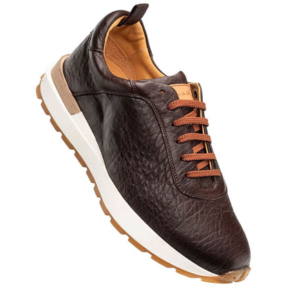 Mezlan Hill Men's Dark Brown Lambskin Dress Sneaker - Handmade in Spain