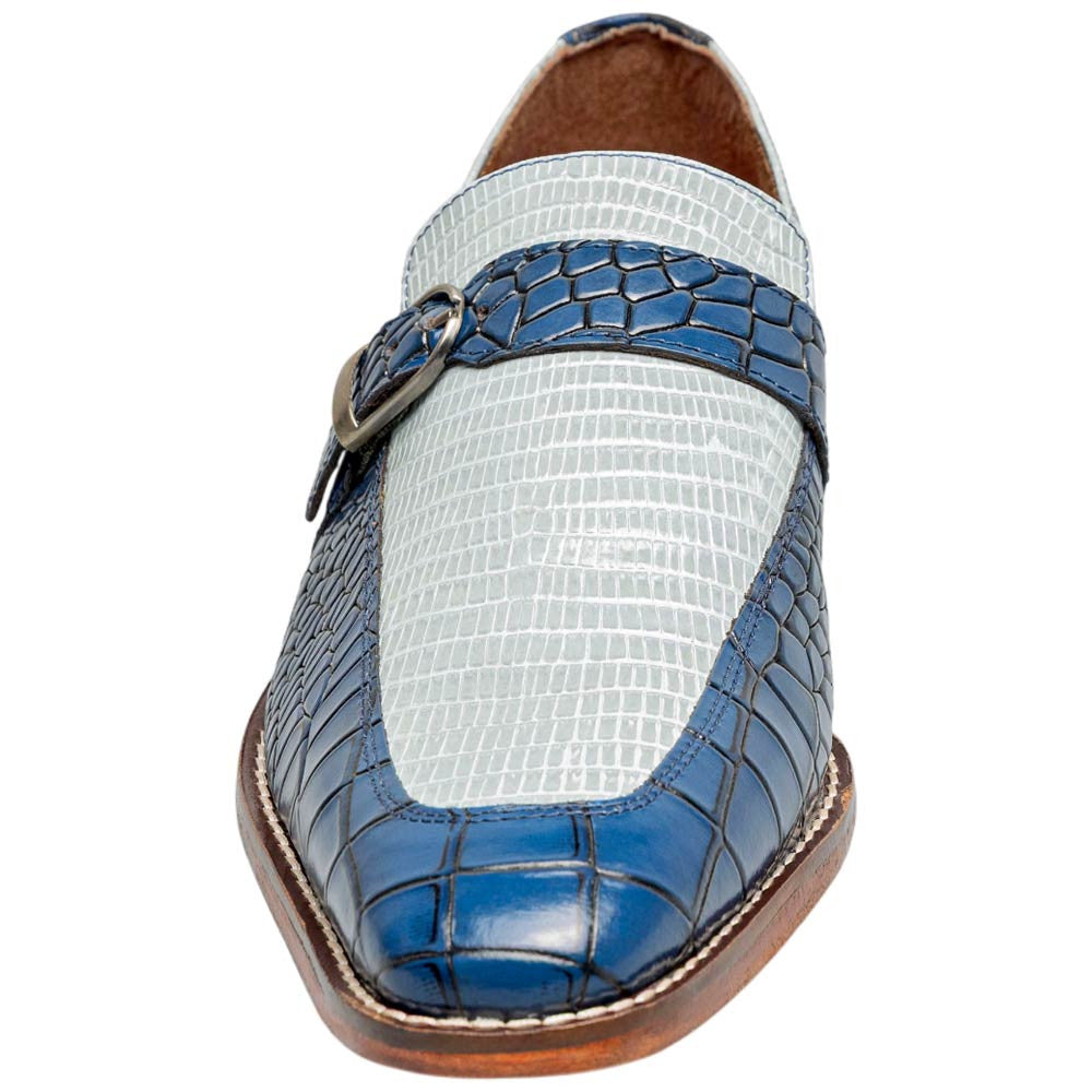 Stacy Adams Rubiano Moc Toe Buckle Strap Slip-On - Dark Blue Multi