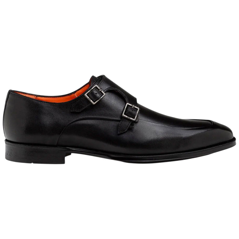 Mezlan Berkshire Double Monk Strap - Men's Black Patina Calfskin