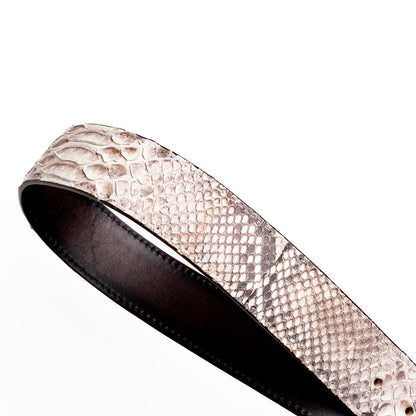 Arkansas Genuine Python Skin Western Belt in Natural with Antique Western Buckle | Marco Di Milano Exotic Belt