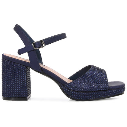Lady Couture Judy 3” Block Heel Sandals in Navy