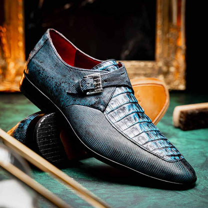 Toluca Genuine Crocodile and Lizard Skin Monk Strap | Marco Di Milano Exotic