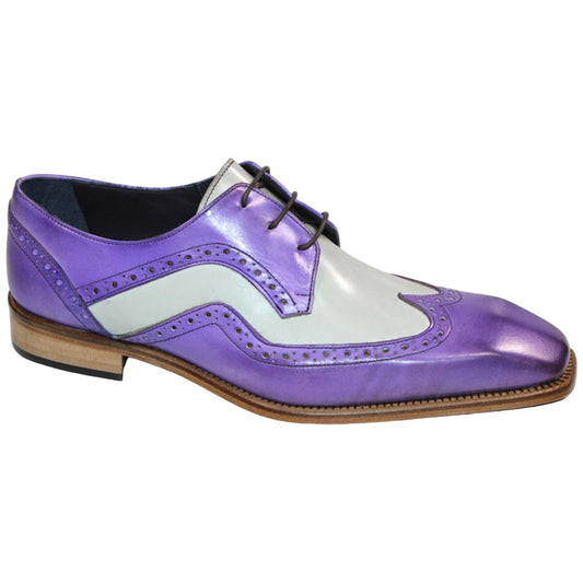 Duca Saranno Men's Lavender/Panna Calf-Skin Leather Oxfords Shoes
