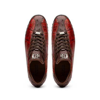 Marco Di Milano SAULO Alligator/Ostrich Cognac Fashion Sneakers