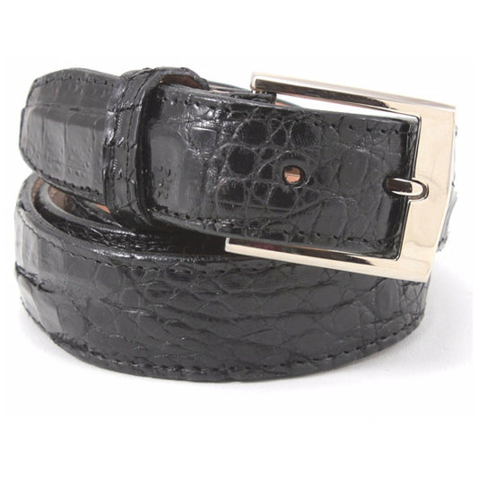 Belvedere Men's Black Crocodile Belt