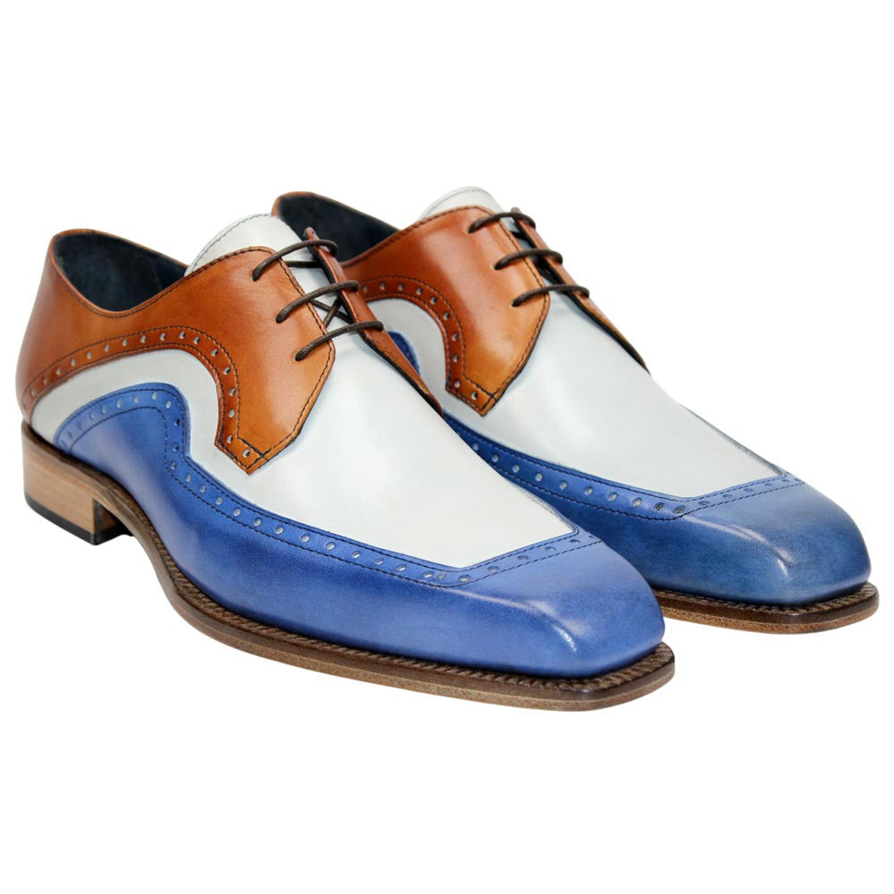 DUCA Velletri Blue Men's Combo Italian Leather Spectator Derby Shoes