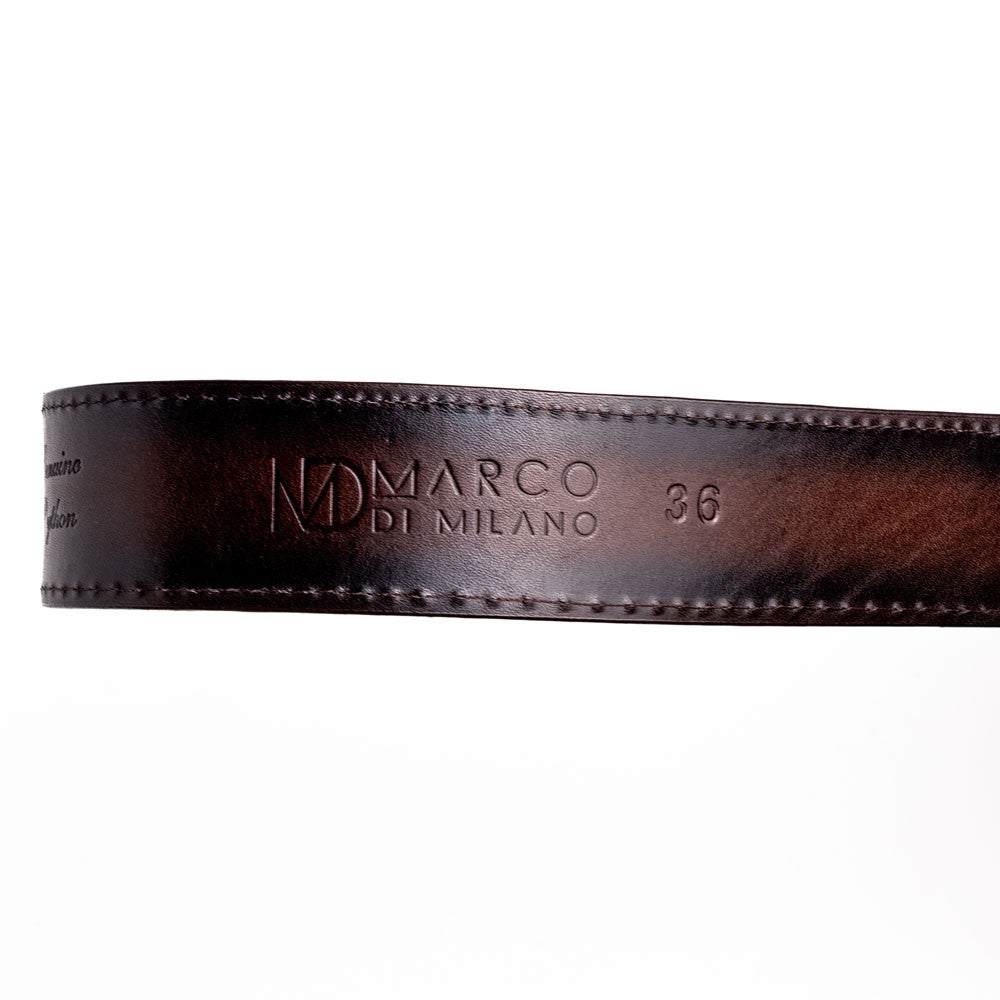 Arkansas Genuine Python Skin Western Belt in Brown with Antique Western Buckle | Marco Di Milano Exotic Belt