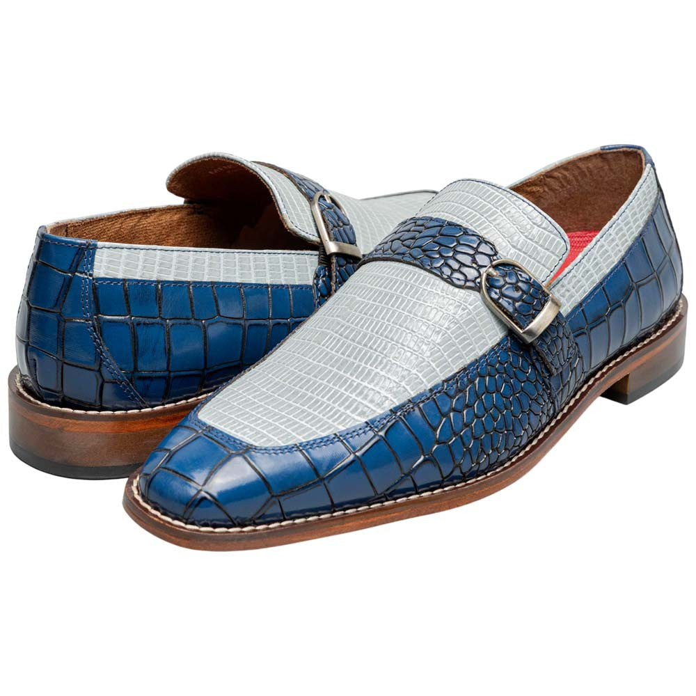 Stacy Adams Rubiano Moc Toe Buckle Strap Slip-On - Dark Blue Multi