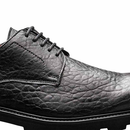 Mezlan Aspen Pebbled Leather Derby - Men's Black Lambskin Derby with Lug Sole