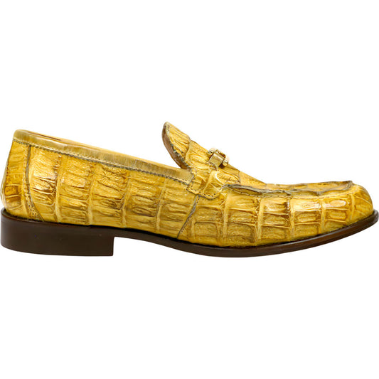 Mauri Chapel Men's Yellow Exotic Hornback / Nappa Leather Horsebit Split-Toe Loafer