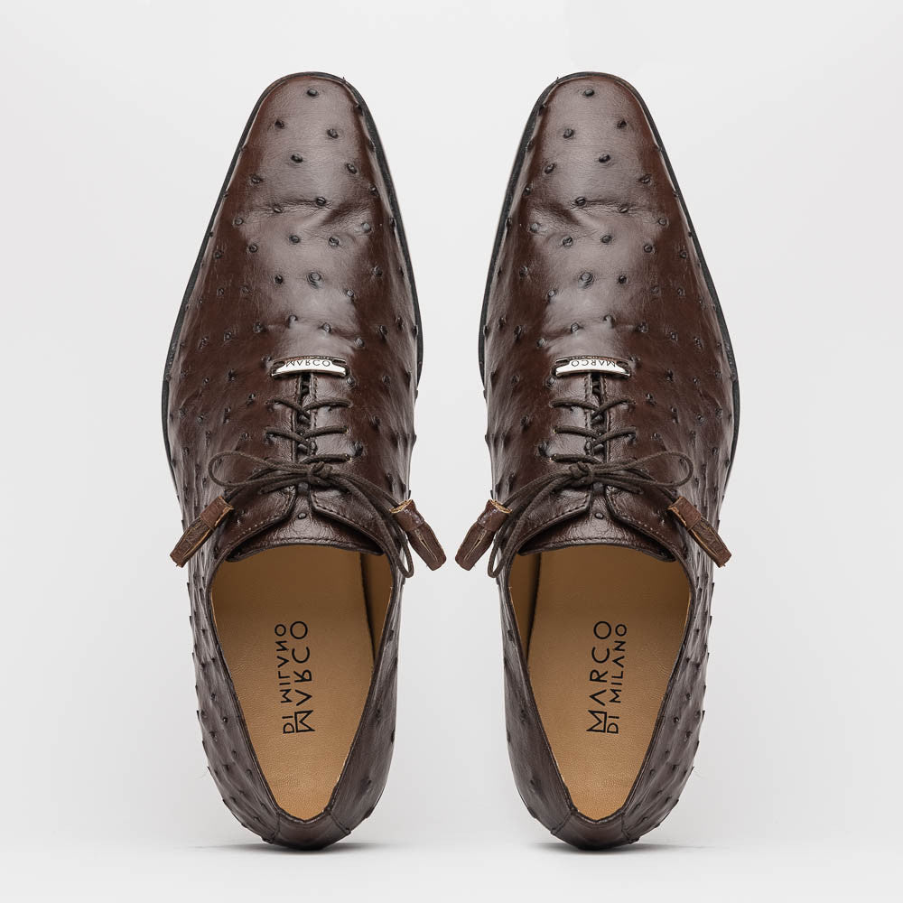Marco Di Milano Criss Oxford Brown Ostrich Shoes