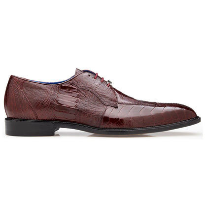 Belvedere Siena Men's Lace-Up Oxford Burgundy Genuine Ostrich Shoe