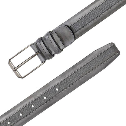 Mezlan Men's Hi-Shine Cordovan & Deerskin Belt in Grey