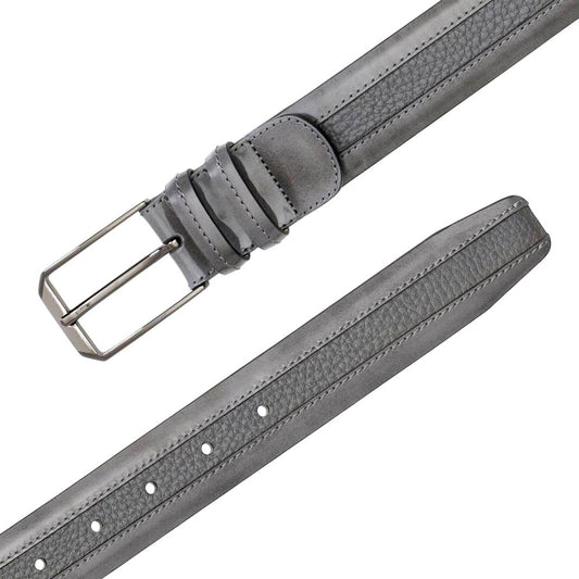 Mezlan Men's Hi-Shine Cordovan & Deerskin Belt in Grey