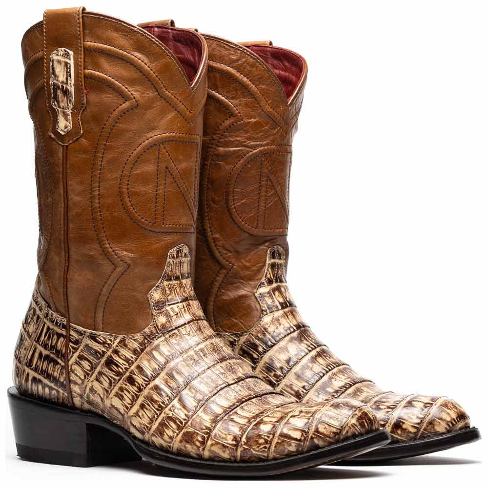 Phoenix Genuine Caiman Belly Skin Stone Orix Cowboy Boot | Marco Di Milano Western Boots