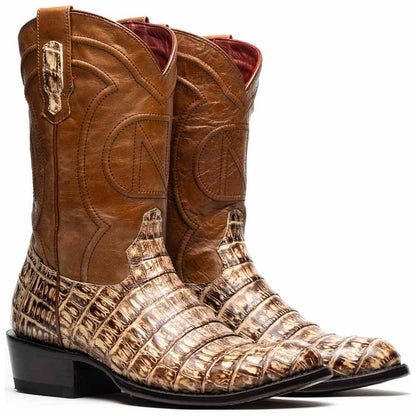 Phoenix Genuine Caiman Belly Skin Stone Orix Cowboy Boot | Marco Di Milano Western Boots